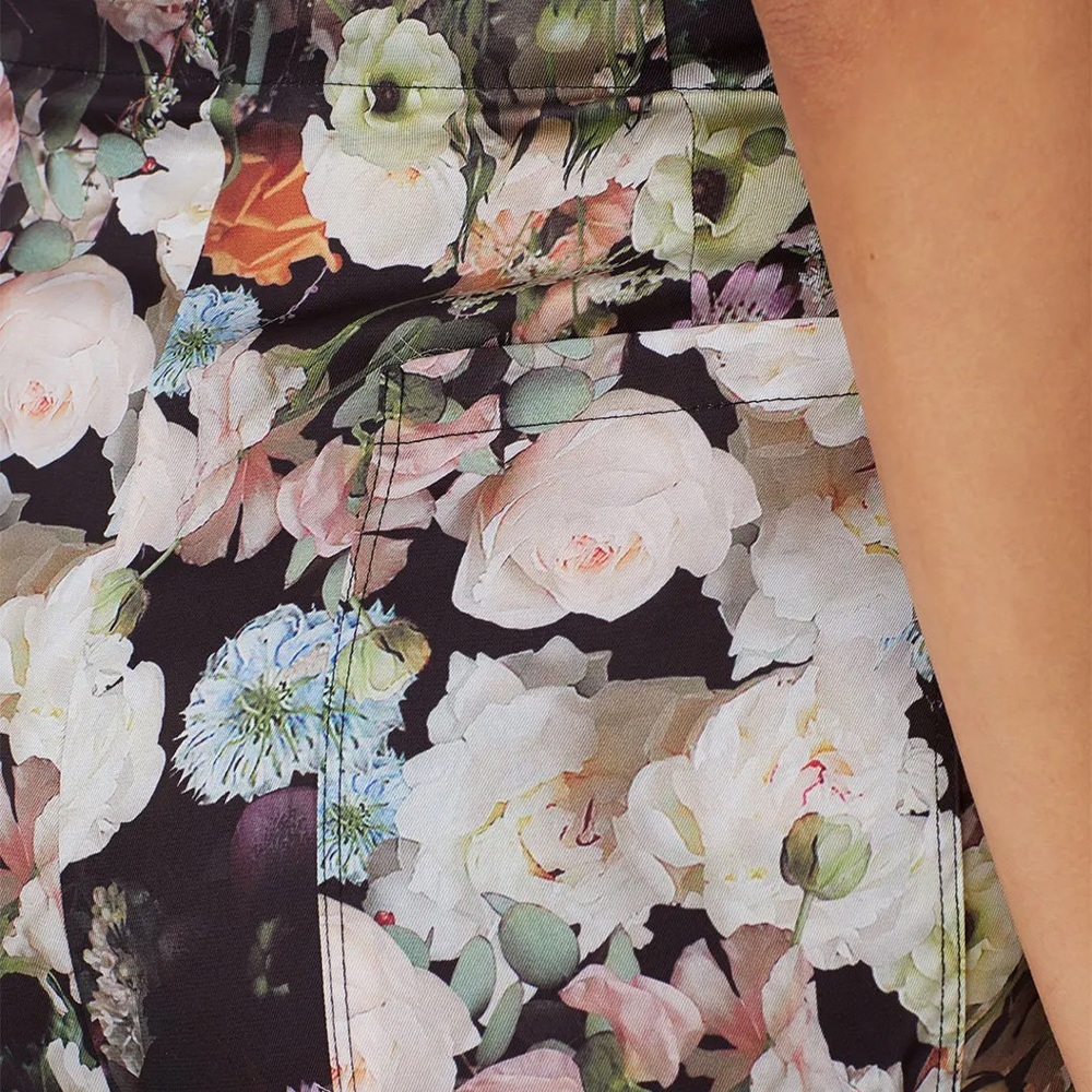 Adam Lippes Collective floral high rise wide leg satin culottes pants 6 R - Picture 4 of 6